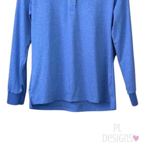 Trr Activewear Shirt Top Long Sleeve Polo Heather Blue - Picture 3 of 5